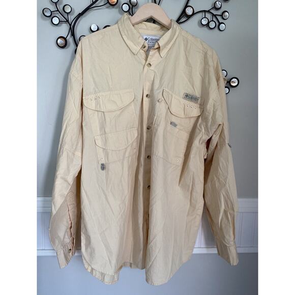 PFG Columbia Shirt Long Sleeve Men Size L Peach Color - Picture 1 of 10